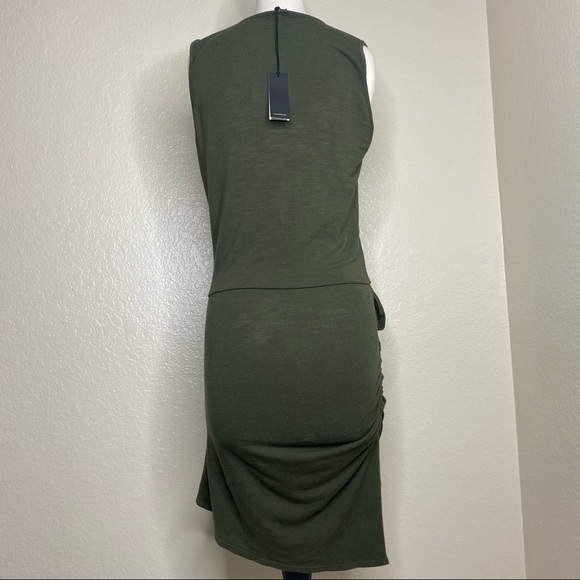 Monrow Faux Wrap Skirt dress Olive Army Green size M - Picture 8 of 11